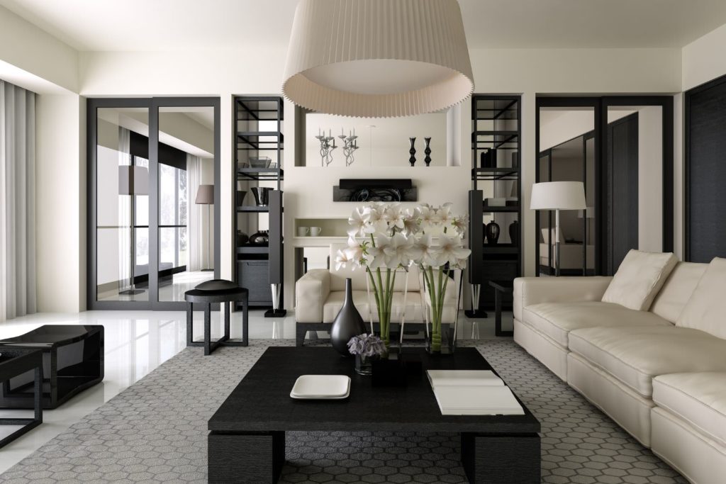 Modern White and Black Living Room