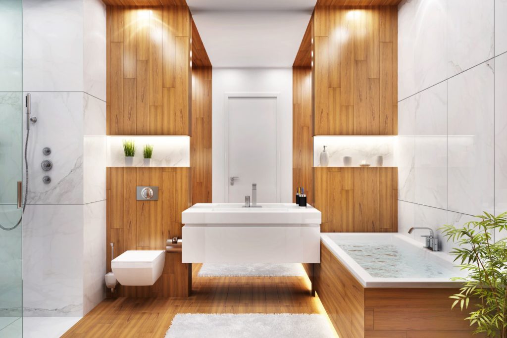 Modern Wood Wall Design Bathroom