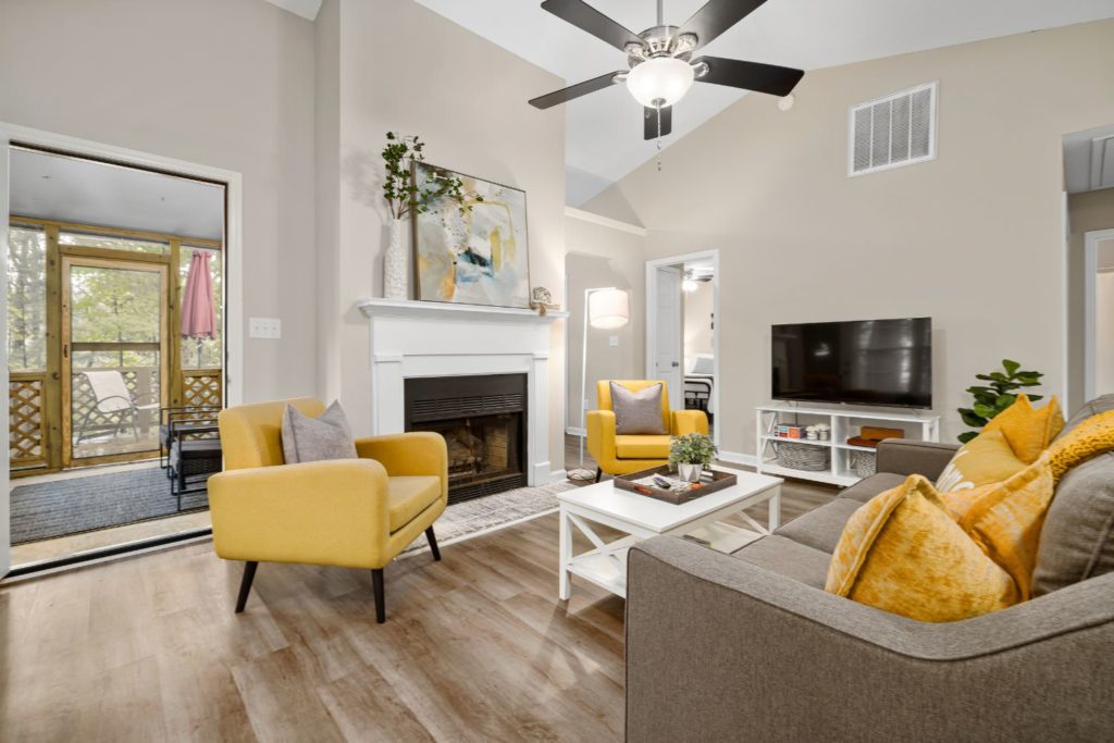 Coastal Modern Living Room With Yellow Accents