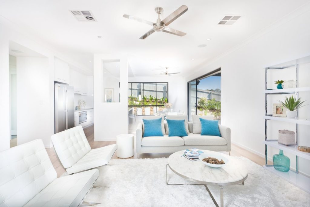 Modern Coastal White Living Room