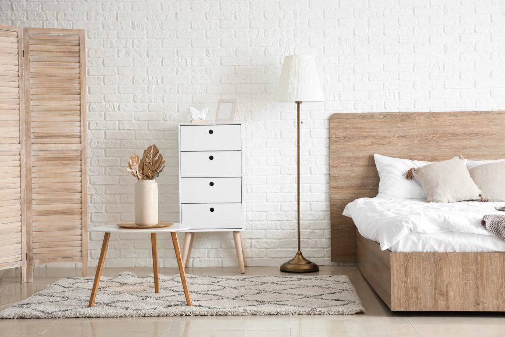 White Brick Modern Bedroom